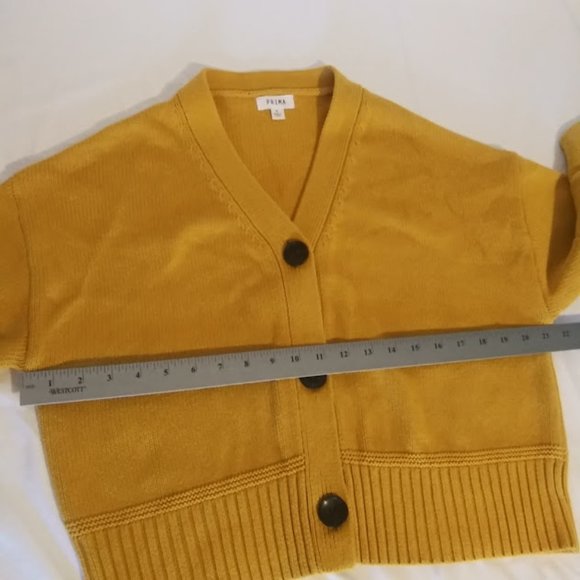 Prima women's size M yellow chunky button up sweater - Picture 8 of 14